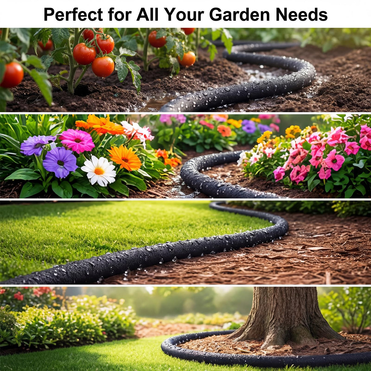 Sasylvia easy-cut drip hose laid along garden edge