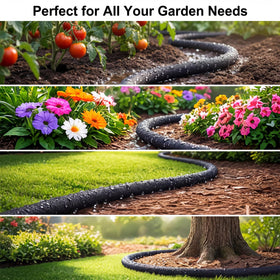 Sasylvia easy-cut drip hose laid along garden edge