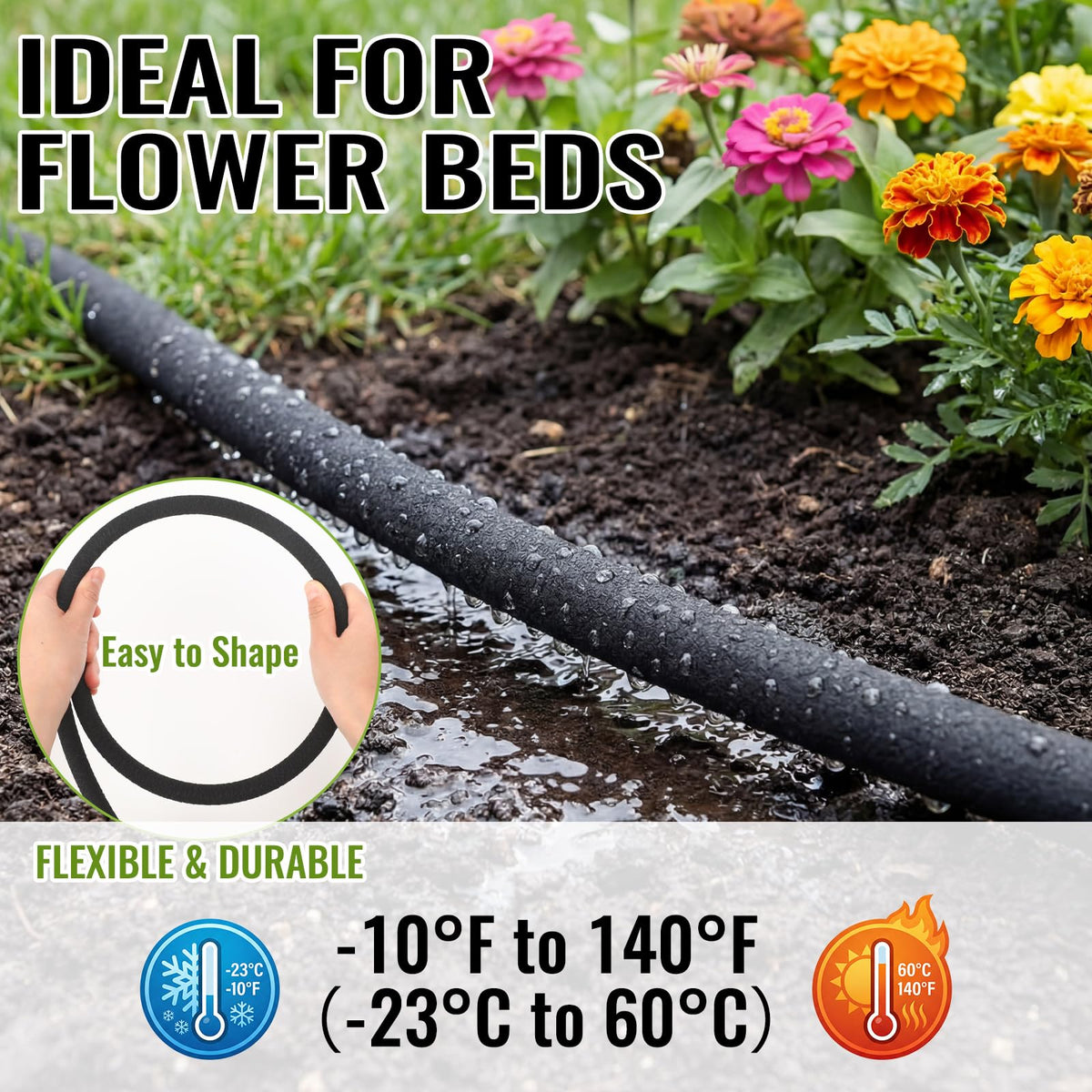 Sasylvia flexible drip tubing ready to cut to fit garden beds