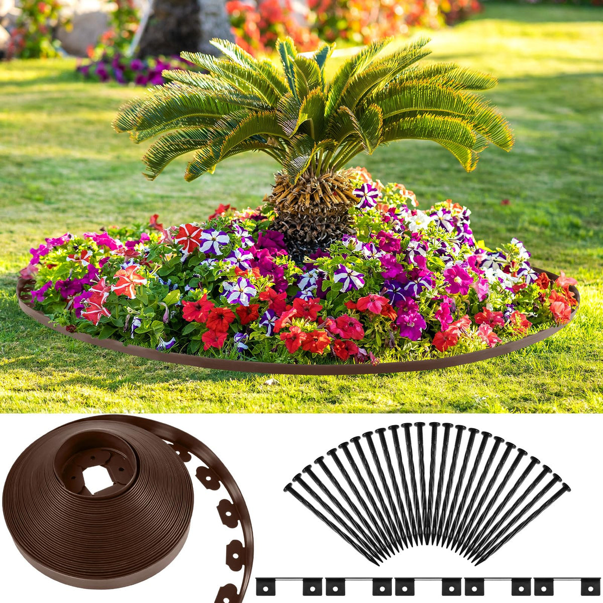 Sasylvia garden-border kit supports lawns, flower beds, and paths.