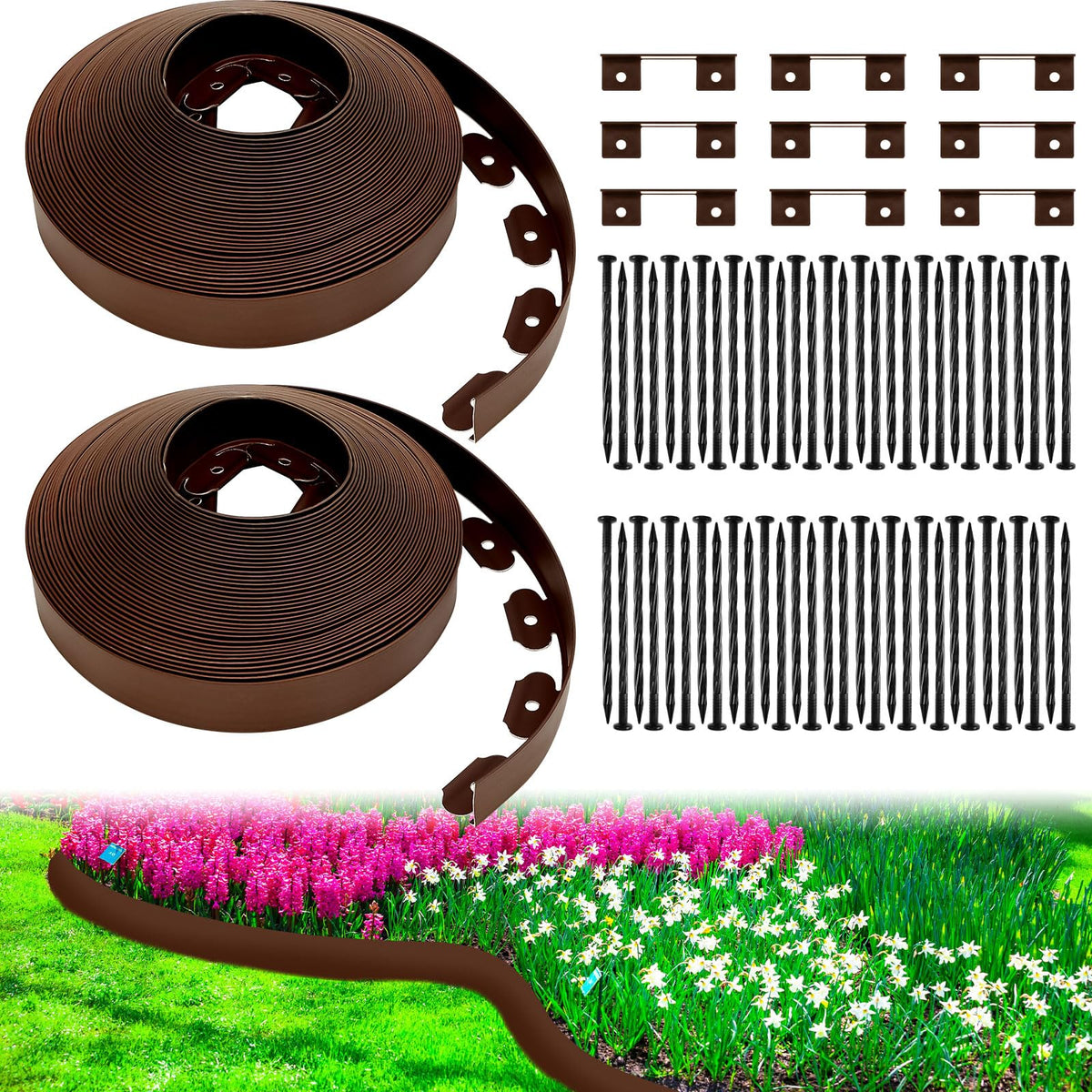 Sasylvia landscape edging 2x200ft coil creates tidy lawn borders for defined garden spaces.