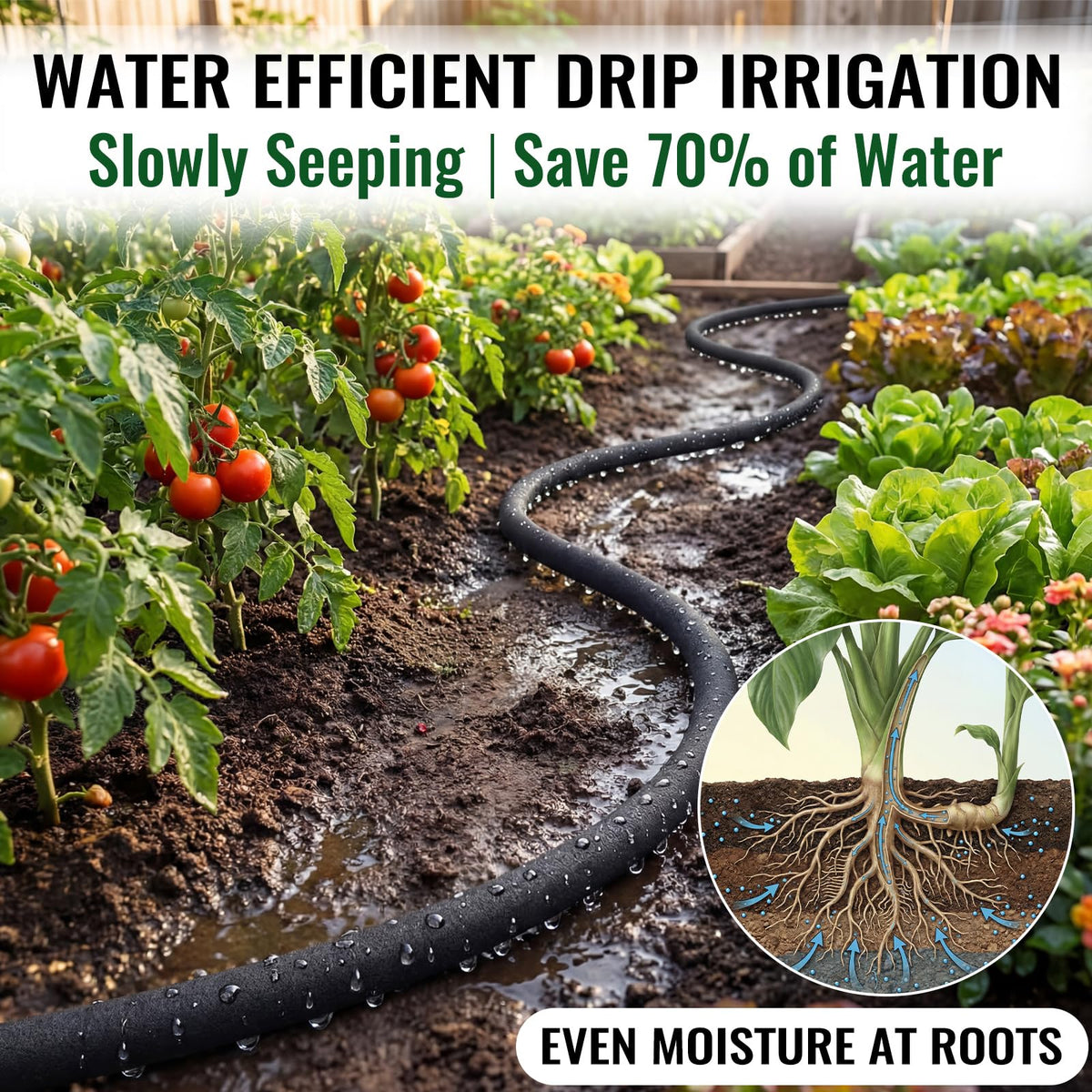 Sasylvia soaker hose with water-flow holes for even watering