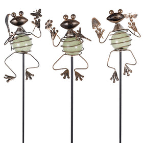 SATHGA frog garden stake with luminous orbs brightens night paths