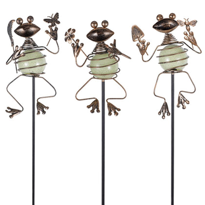 SATHGA frog garden stake with luminous orbs brightens night paths