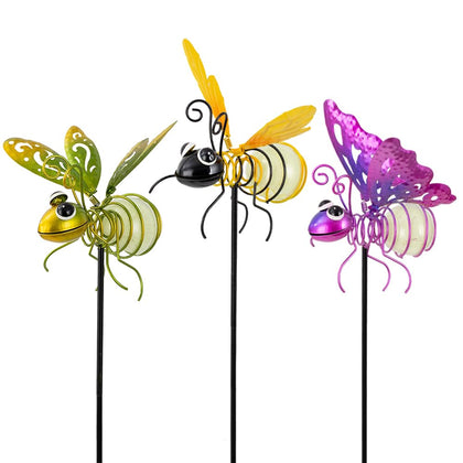 SATHGA luminous bee garden stake green glows softly at night, enhancing curb appeal.