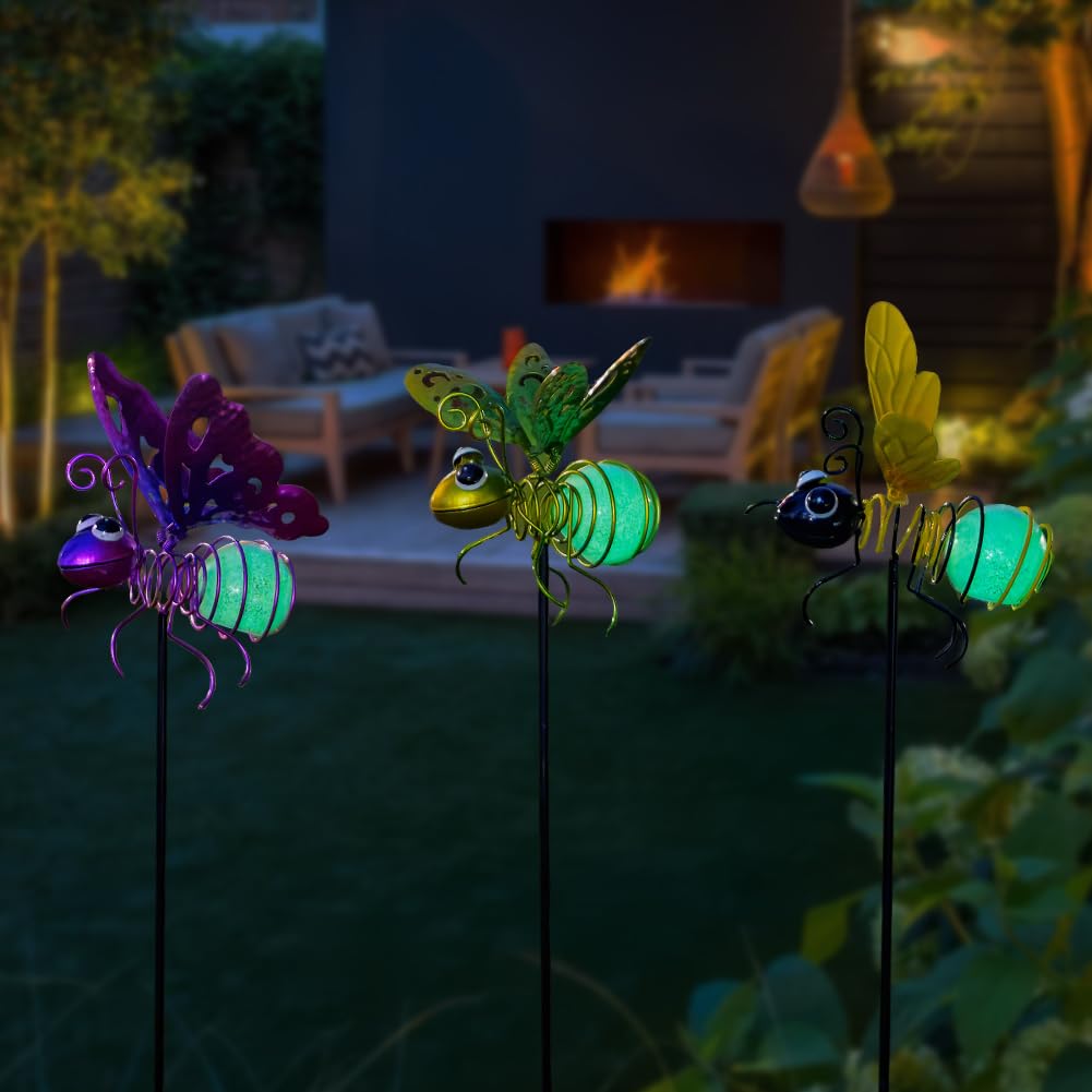 SATHGA luminous bee garden stake purple adds playful glow to flower borders.