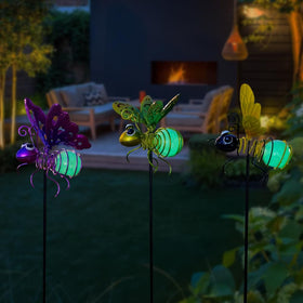 SATHGA luminous bee garden stake purple adds playful glow to flower borders.
