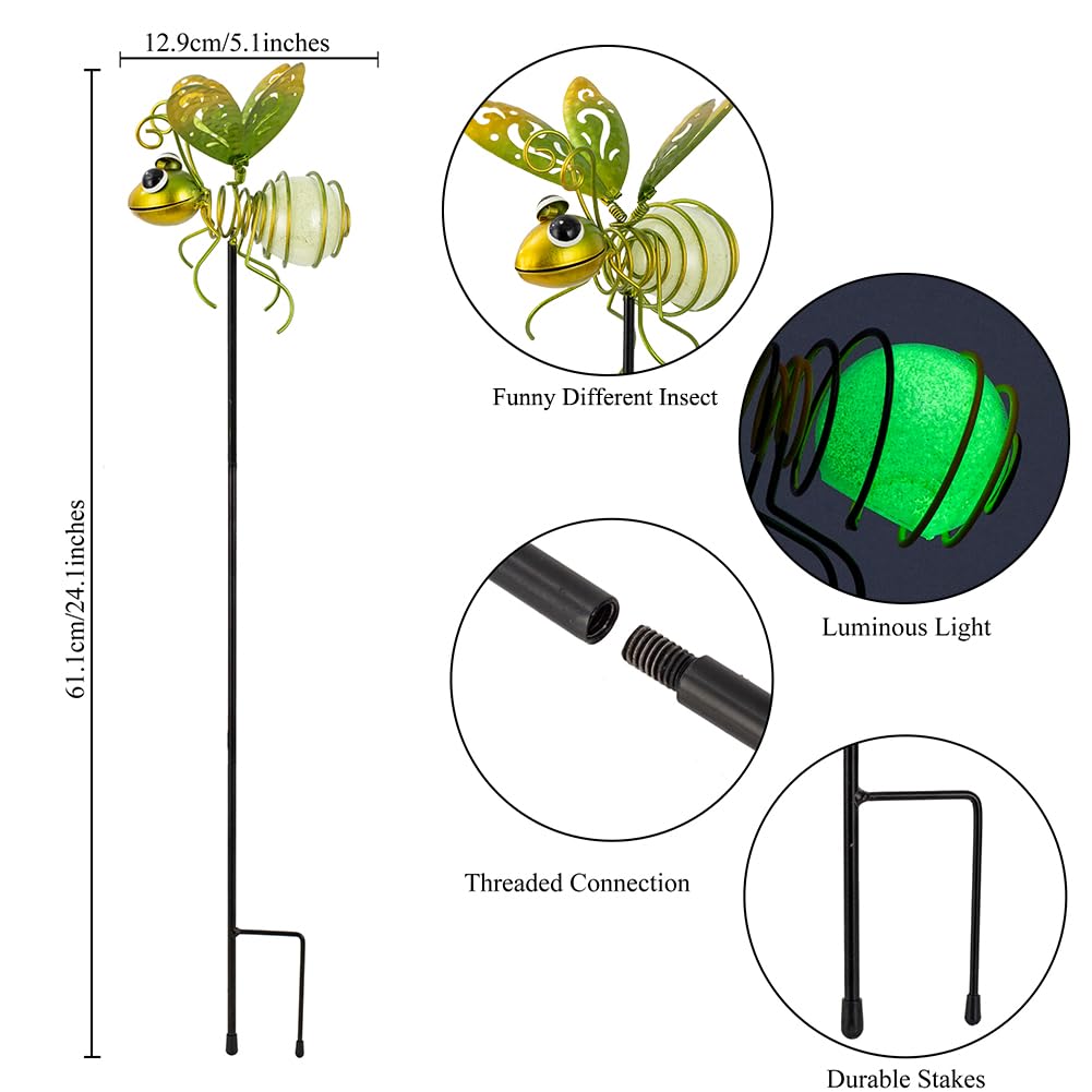 SATHGA luminous bee garden stake yellow brightens dark pathways for safer stepping.