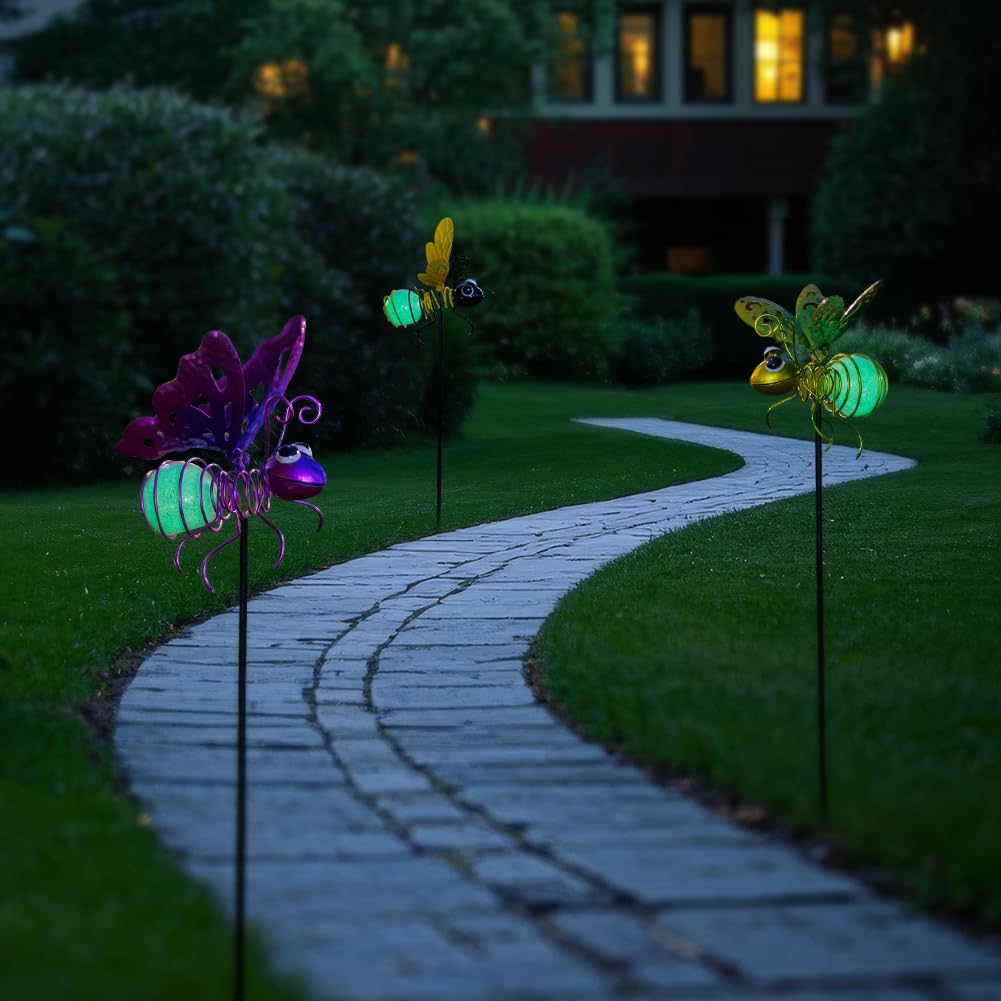 SATHGA hanging spring bee stake adds motion and whimsy to pots.