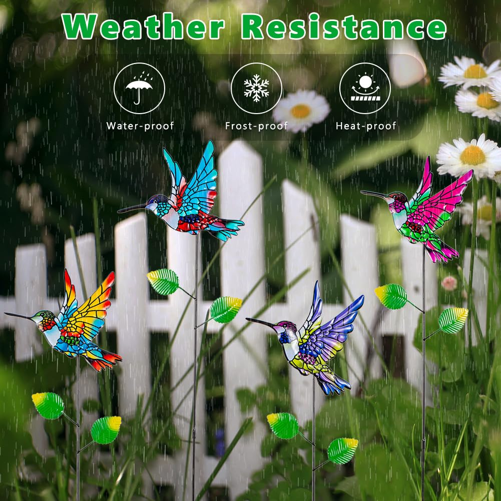 SATHGA hummingbird stake in breeze creates gentle motion on patios