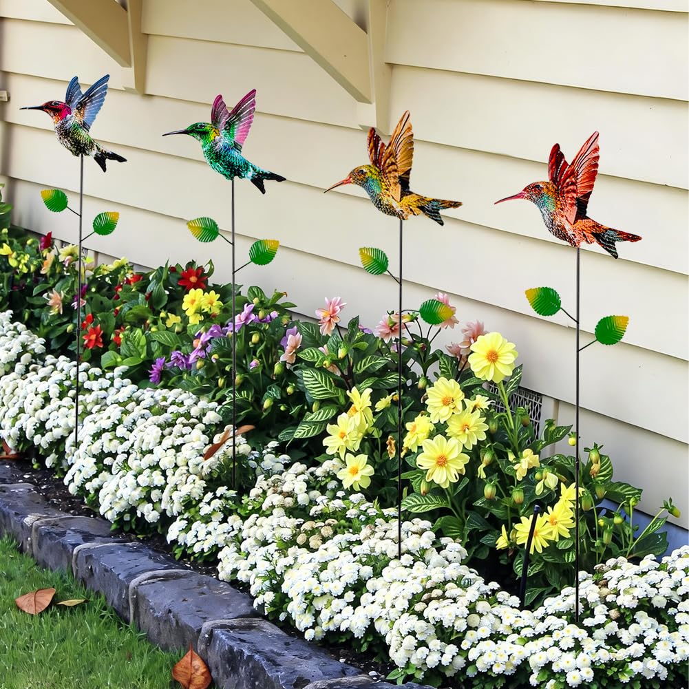 SATHGA hummingbird stake complements flower beds and courtyards.