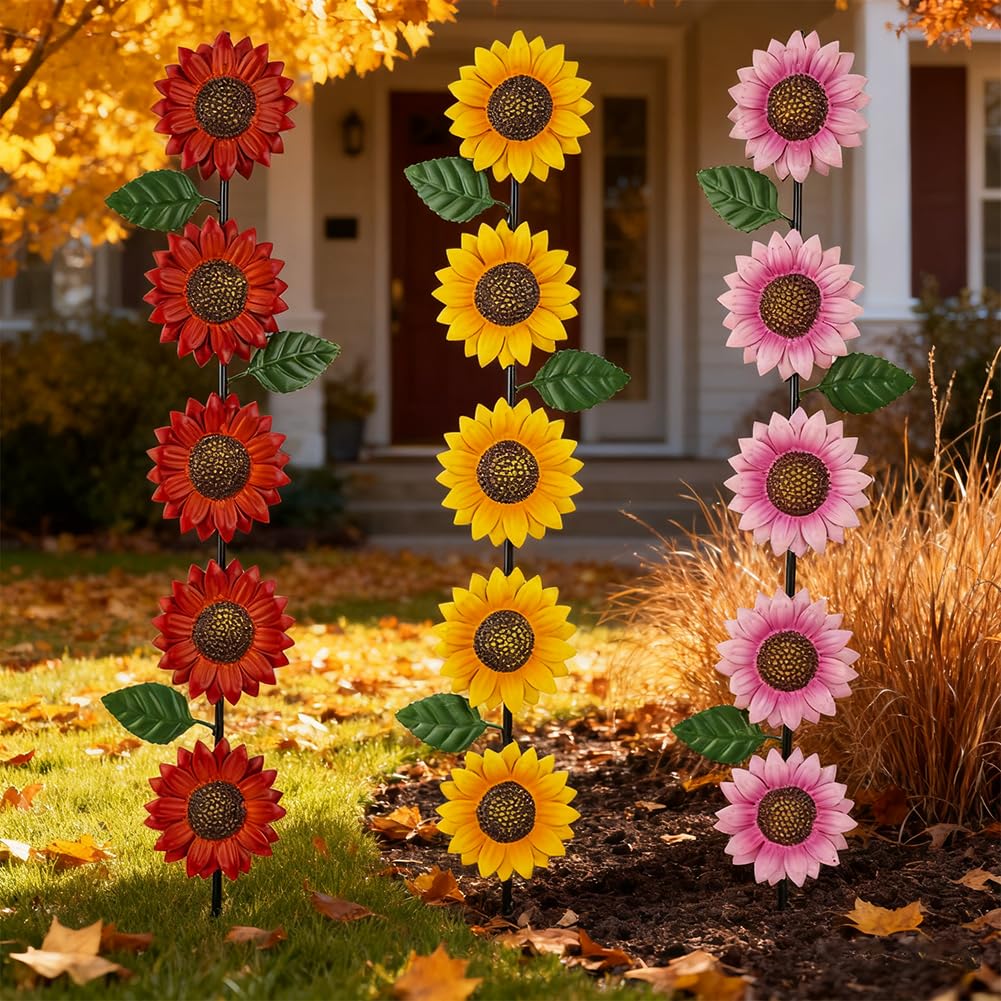 SATHGA sunflowers garden stake assembly with screws for quick setup