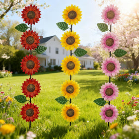 SATHGA sunflowers garden stake front view adds durable outdoor decor
