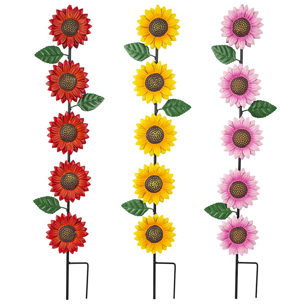SATHGA sunflowers garden stake side view enhances outdoor space with vibrant color