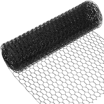 SATINIOR chicken wire net in black for large craft projects and easy shaping.