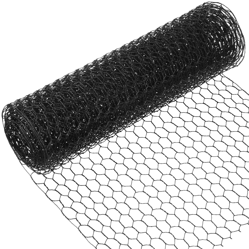 SATINIOR chicken wire net in black for large craft projects and easy shaping.