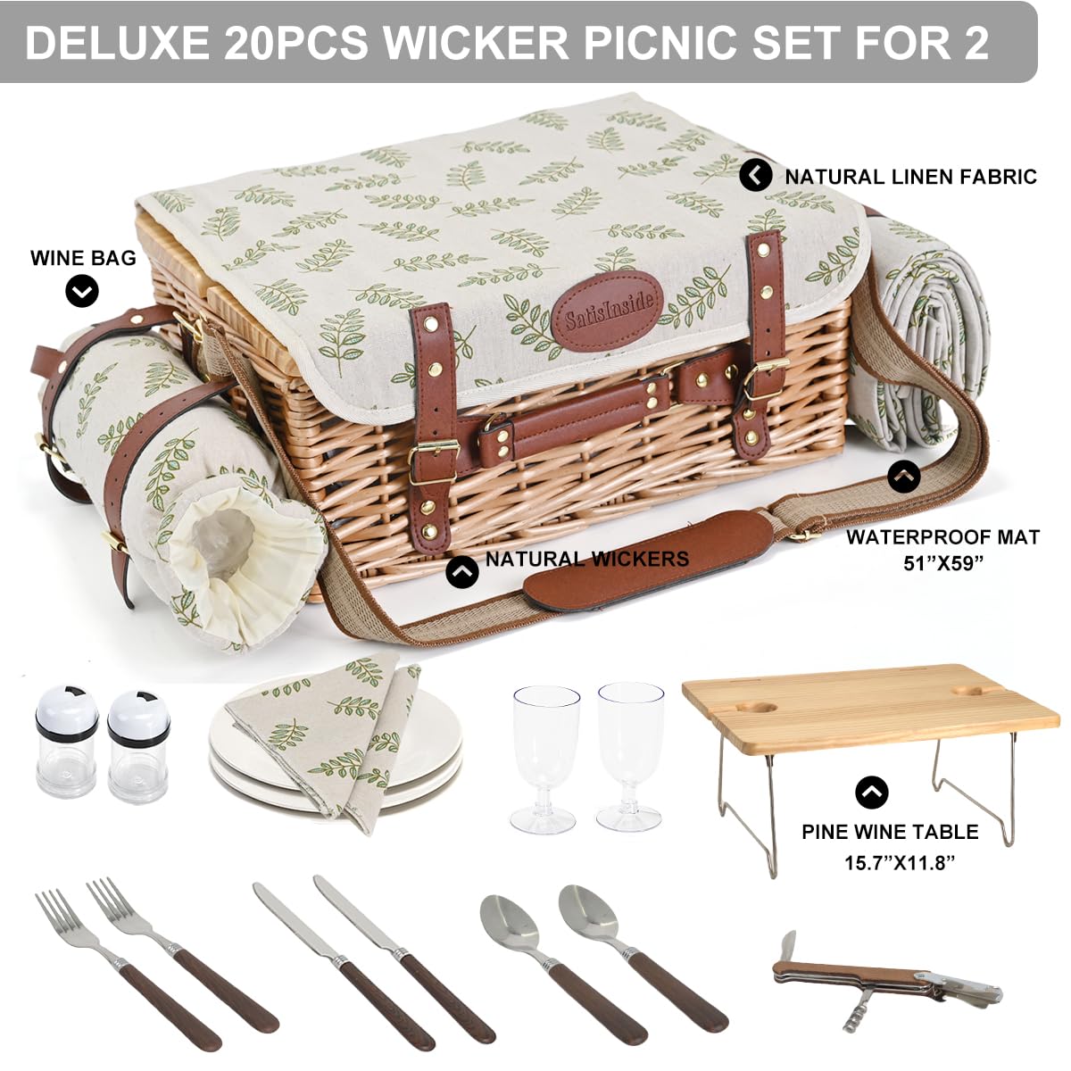 SatisInside 20-piece tableware set for two outdoors