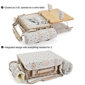 SatisInside pine lid doubles as a compact picnic table for two.