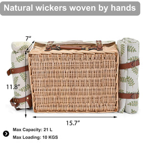 SatisInside willow basket with leatherette handle, stylish outdoor transport