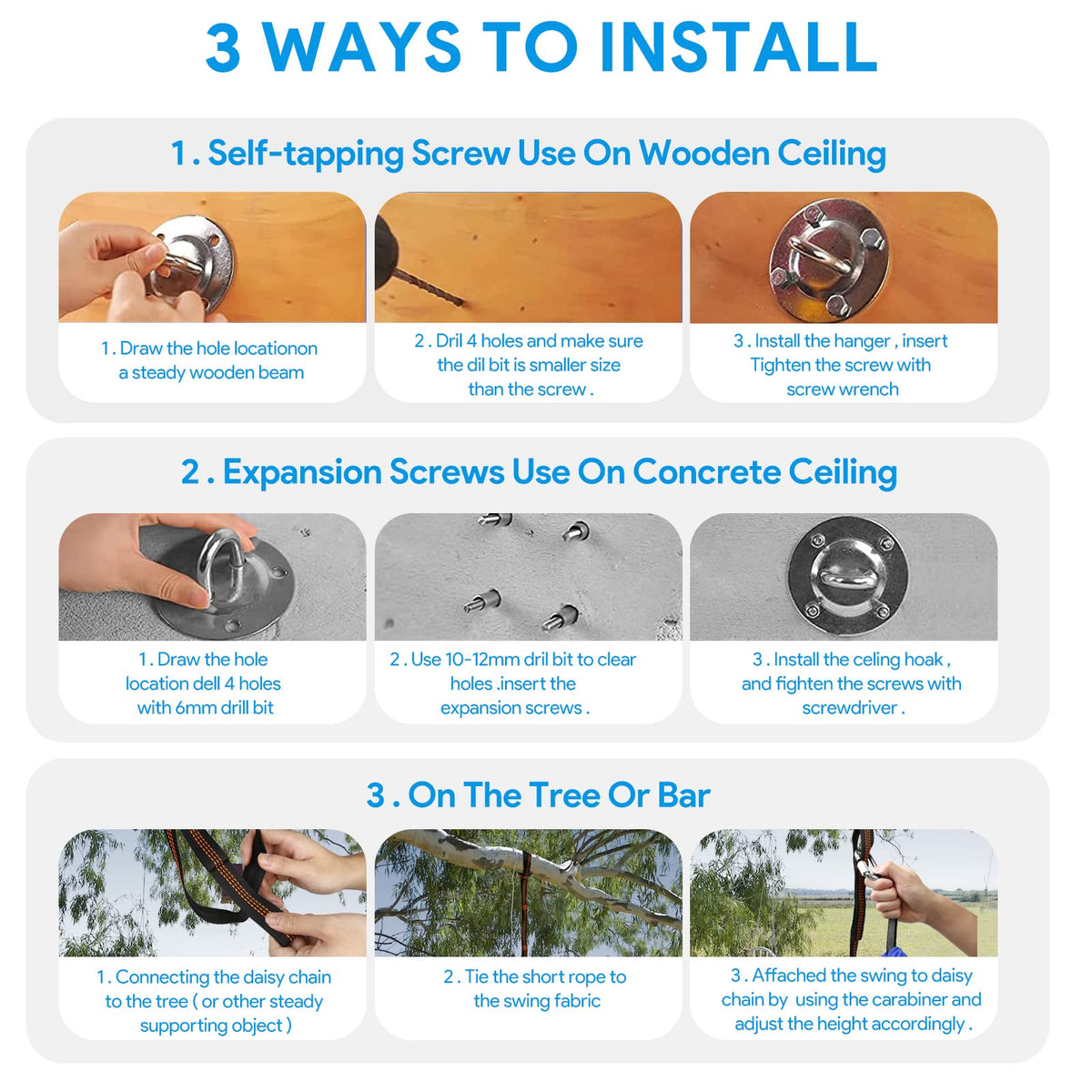 Overview of Satisure swing hardware and durable components for safety.