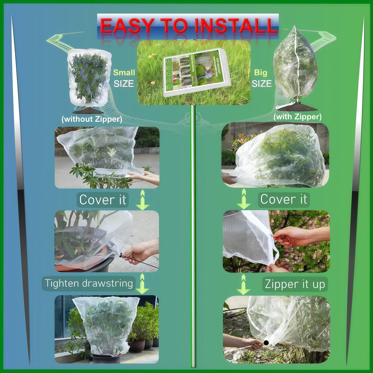 SATOCVAY breathable mesh covering a strawberry patch