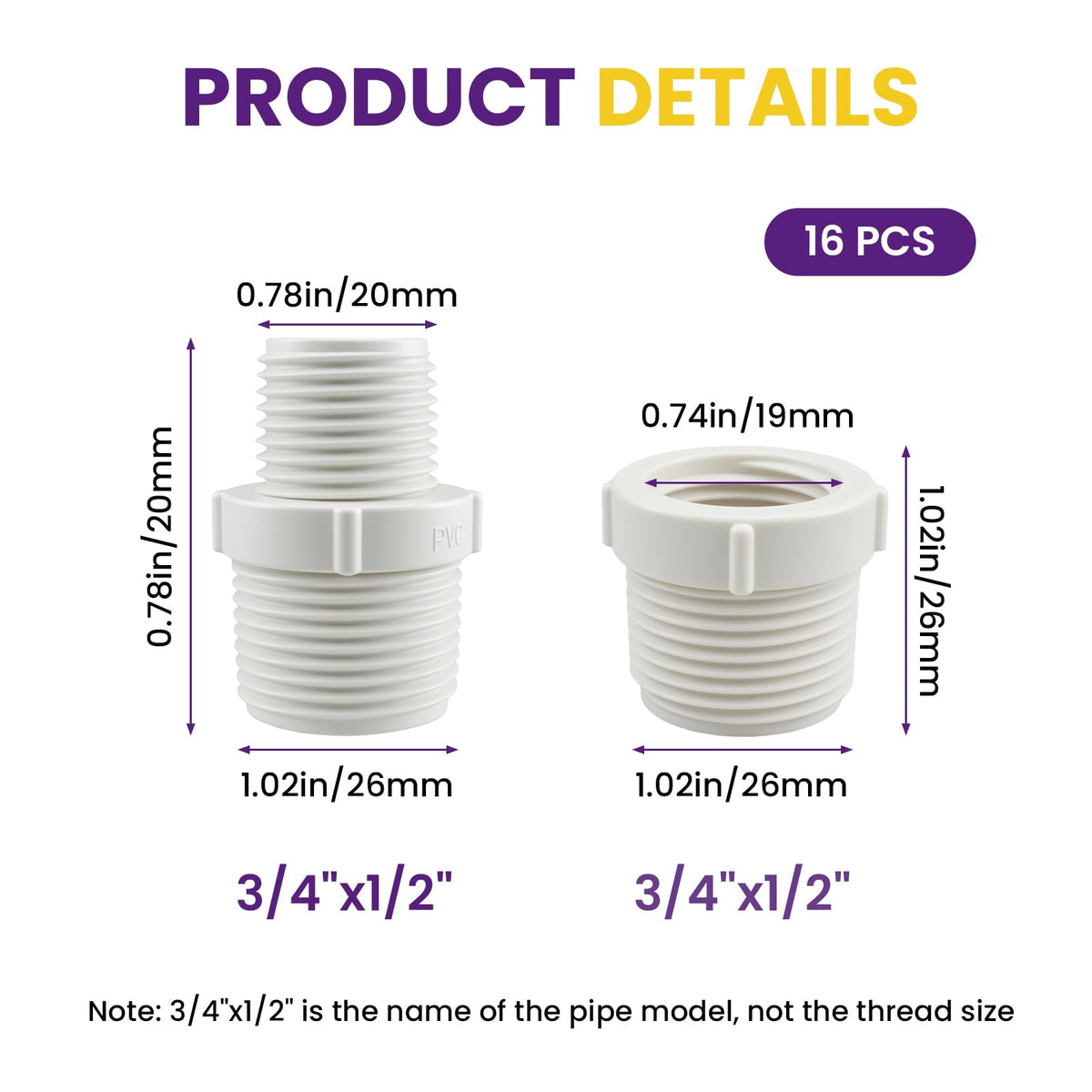 SATUY male-to-female threaded adapter for secure pipe connections.