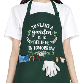 Saukore funny garden apron displaying hopeful slogan to protect clothes while planting.