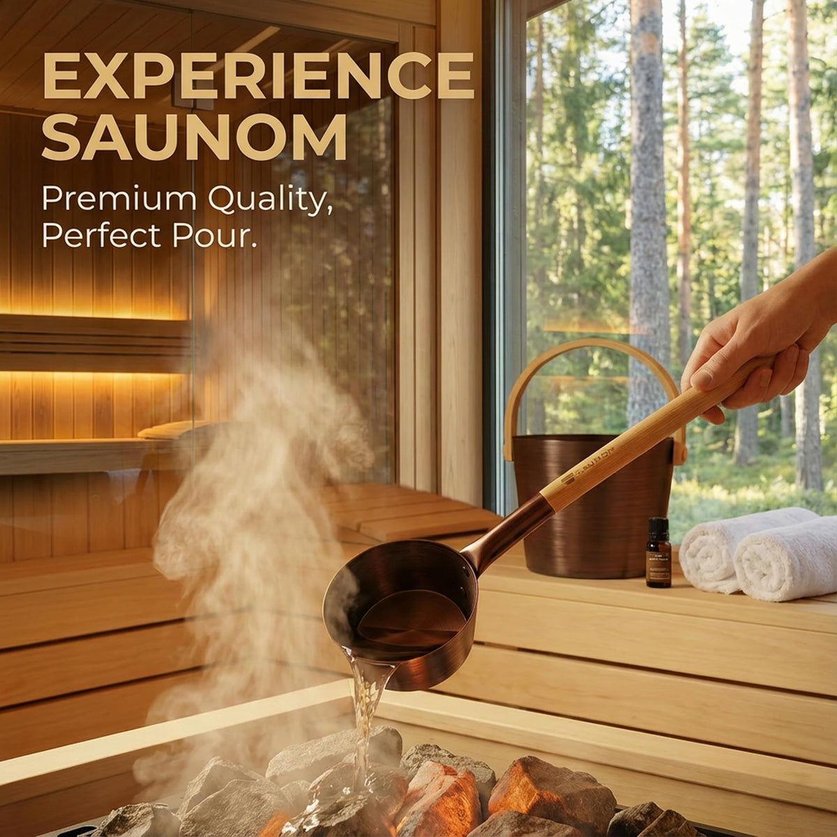 SAUNOM easy-clean design with smooth surface resists grime.