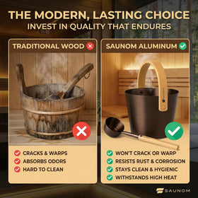 SAUNOM ladle with bamboo handle offers secure, comfortable pours.