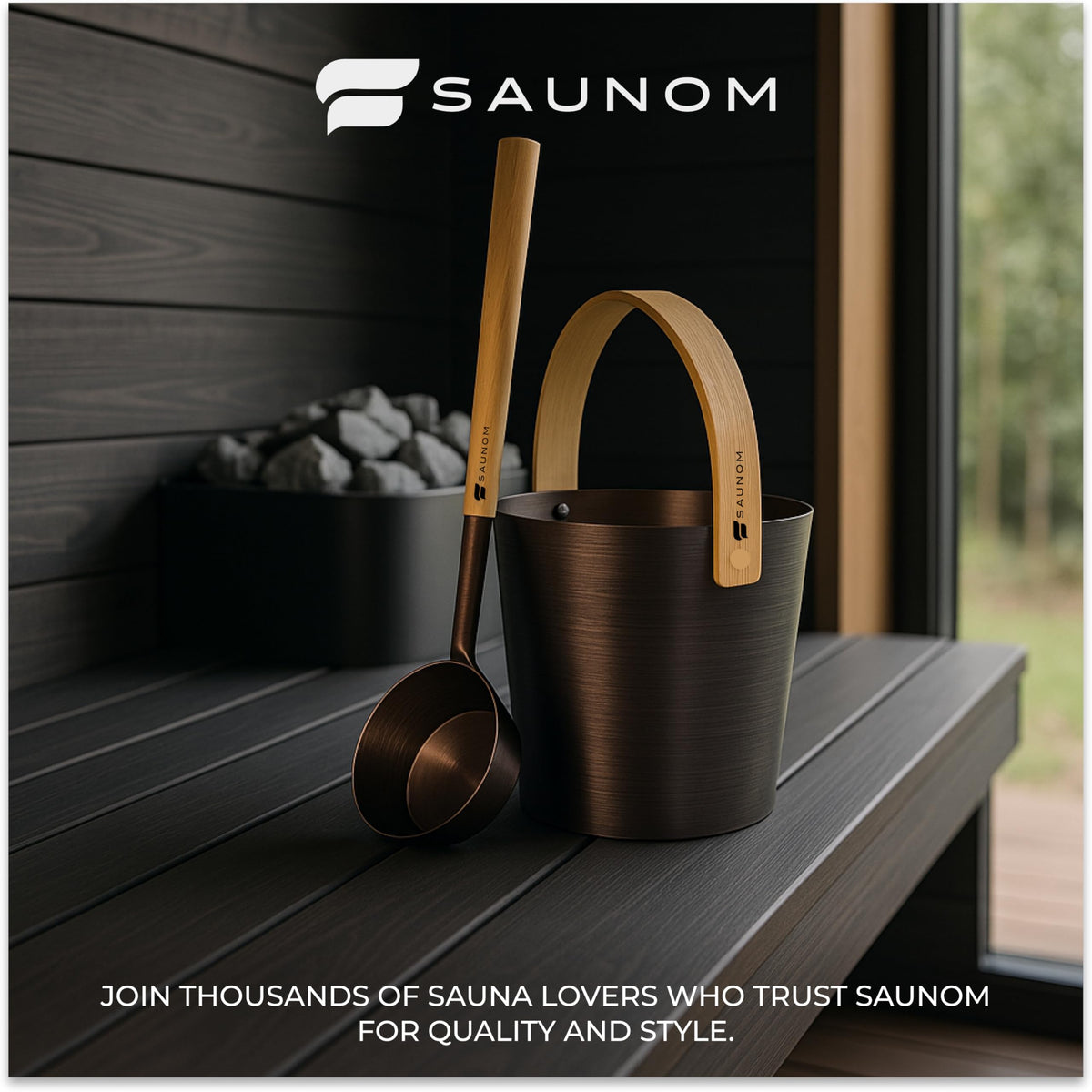 SAUNOM luxury Nordic-inspired sauna accessory enhances your space.