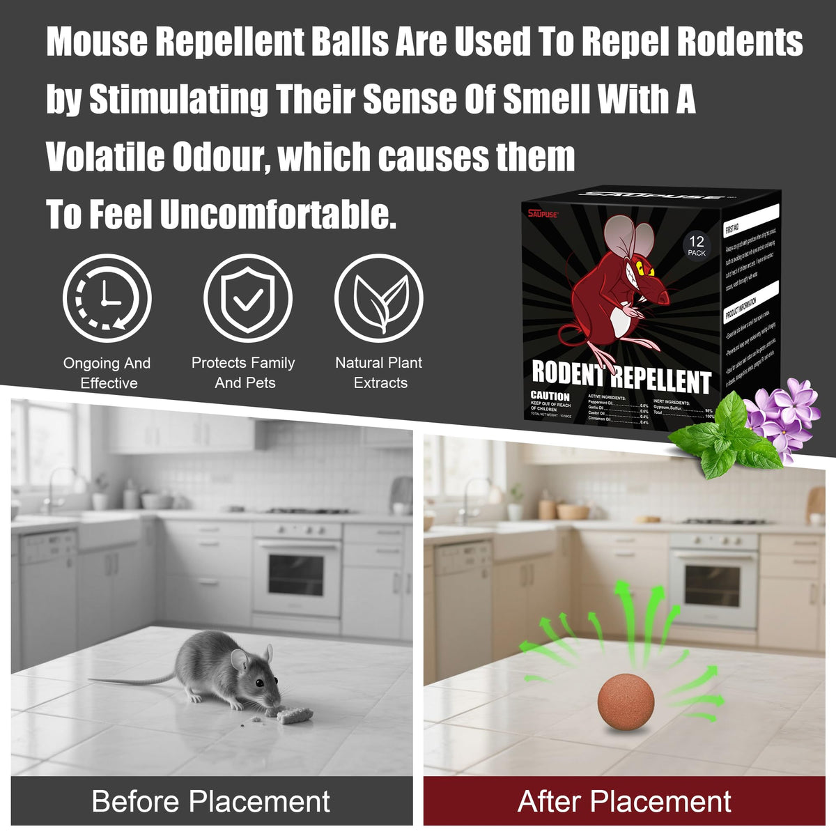 SAUPUSE Ball fragrance release emphasizes natural mint scent for odor control.