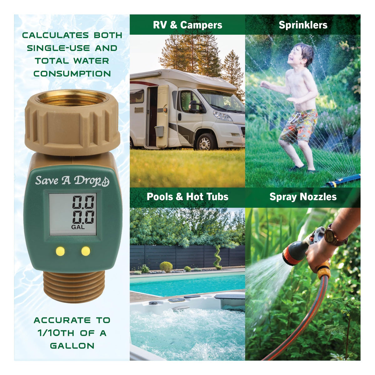 Save A Drop LCD display shows clear readings during watering sessions.
