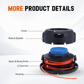 Savior 128LD package includes trimmer head and 49 ft line.
