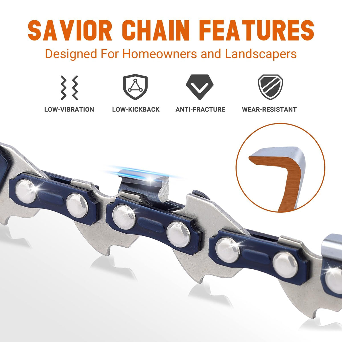 Close-up of Savior heat-treated rivets highlights durable construction.