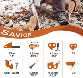 Savior low-kickback design 14-inch chain for smoother cuts