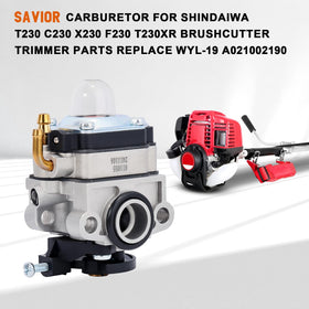 Close-up of Savior carburetor assembly with precise components