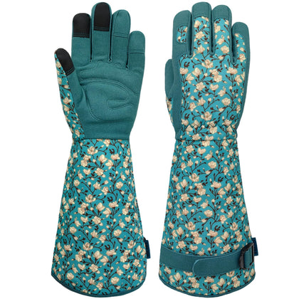 SAVJOB gardening gloves with floral pattern back for breathable all-day comfort