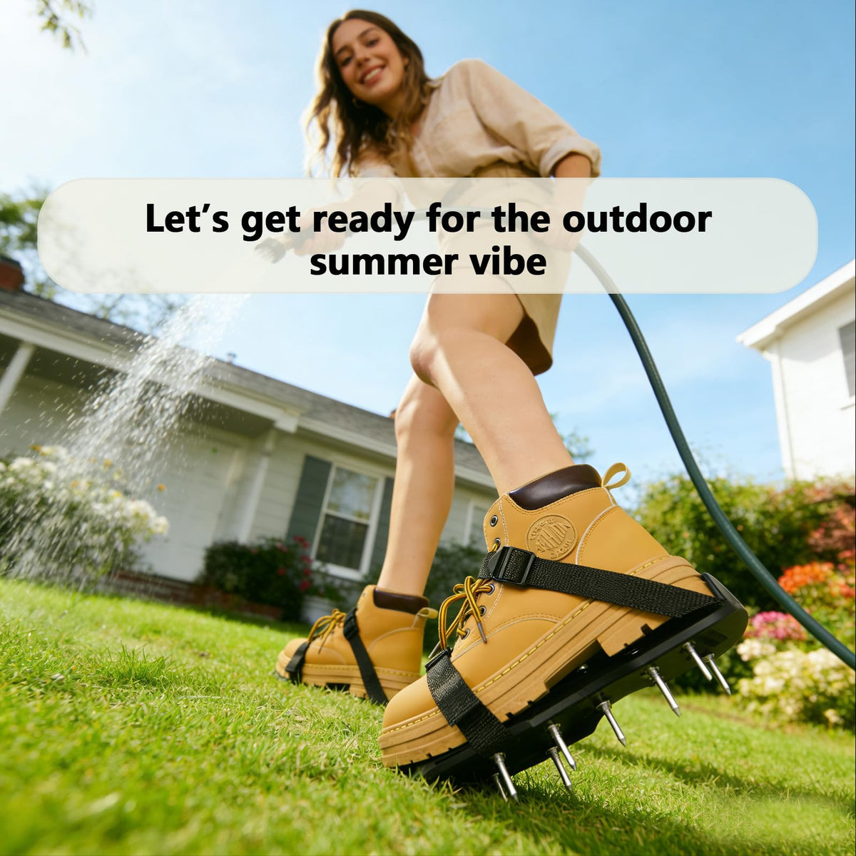 SawGlory lawn aerator shoes easy walk across the yard