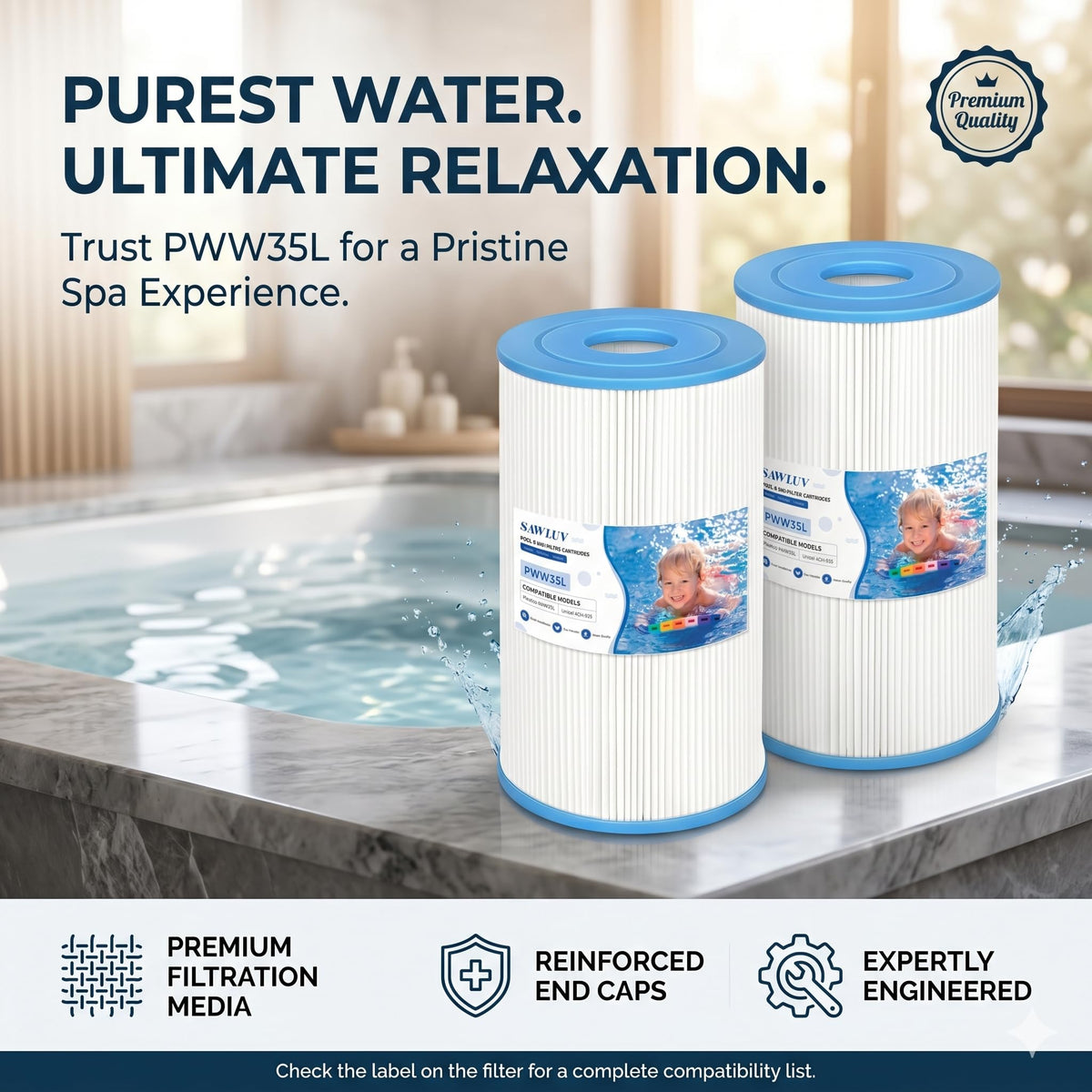 Sawluv PWK30 in-use at a hot tub shows improved water clarity.