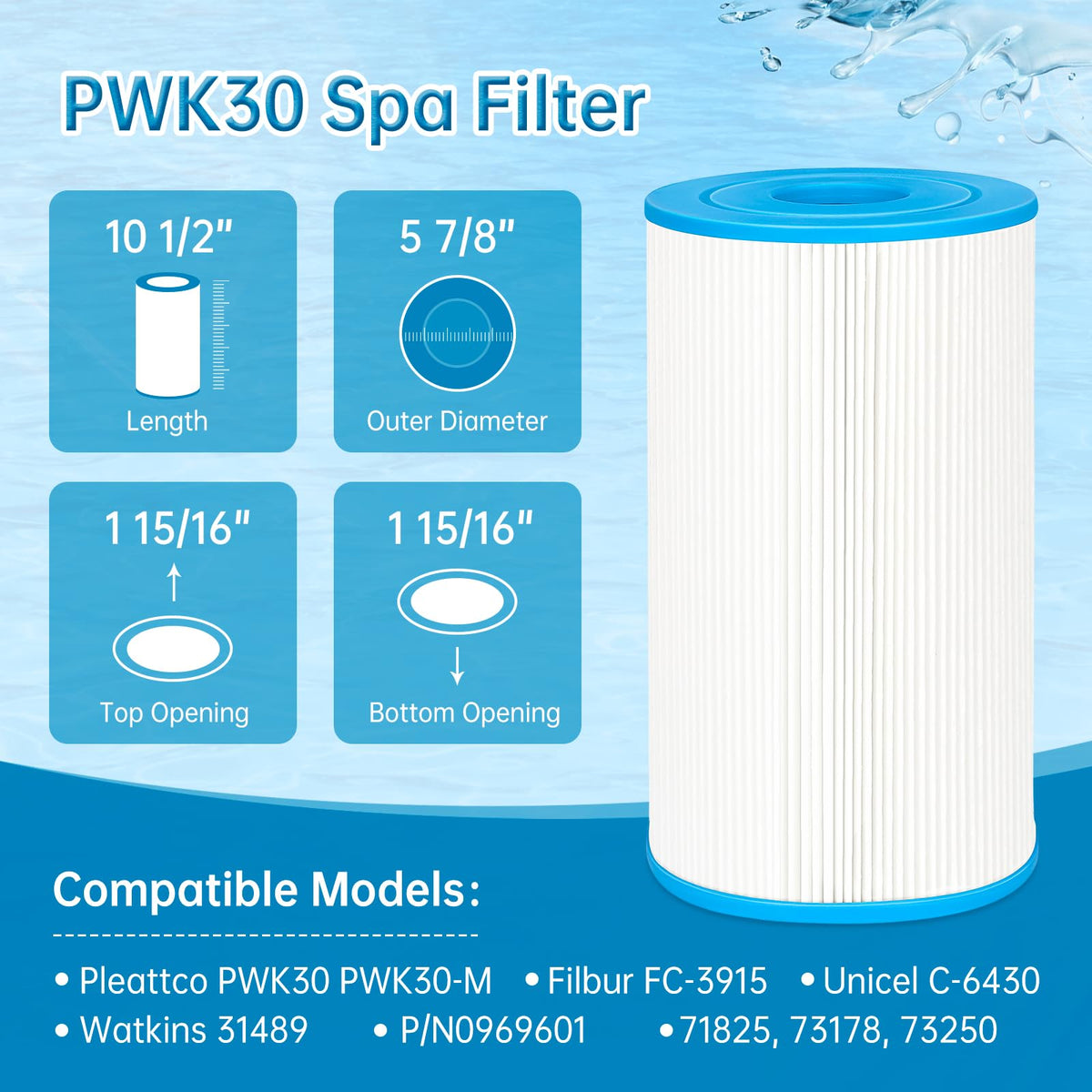 Sawluv PWK30 spa filter packaged in a two-pack for easy maintenance.