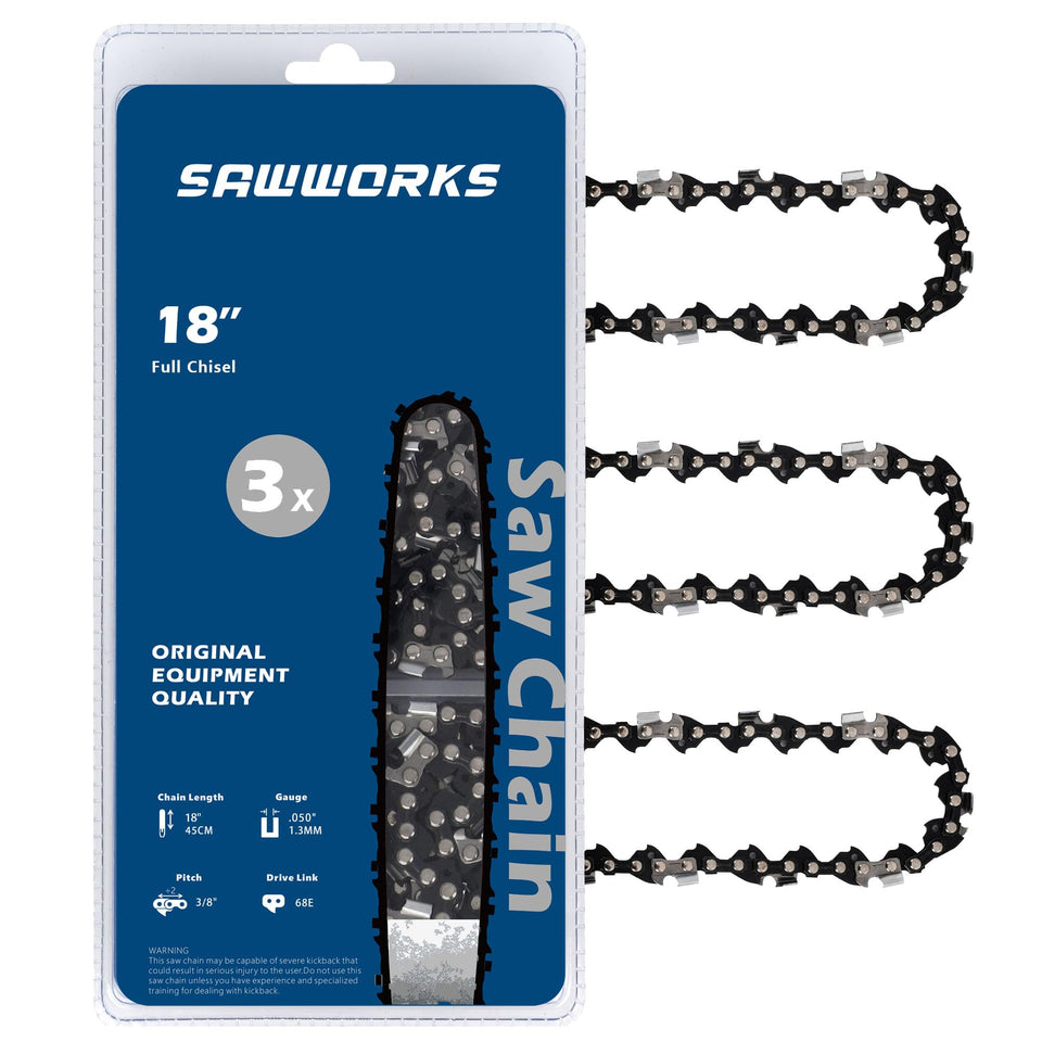 SawWorks 3-pack 18-inch chain assembly for fast, smooth cuts
