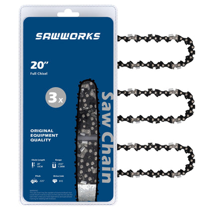 SawWorks chain for Stihl 20-inch bar with 325 pitch and 0.050 gauge for smooth cuts.