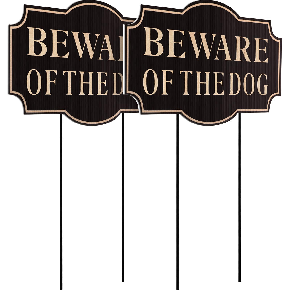 Sawysine Beware of Dog sign 2-pack with stake for durable yard visibility.