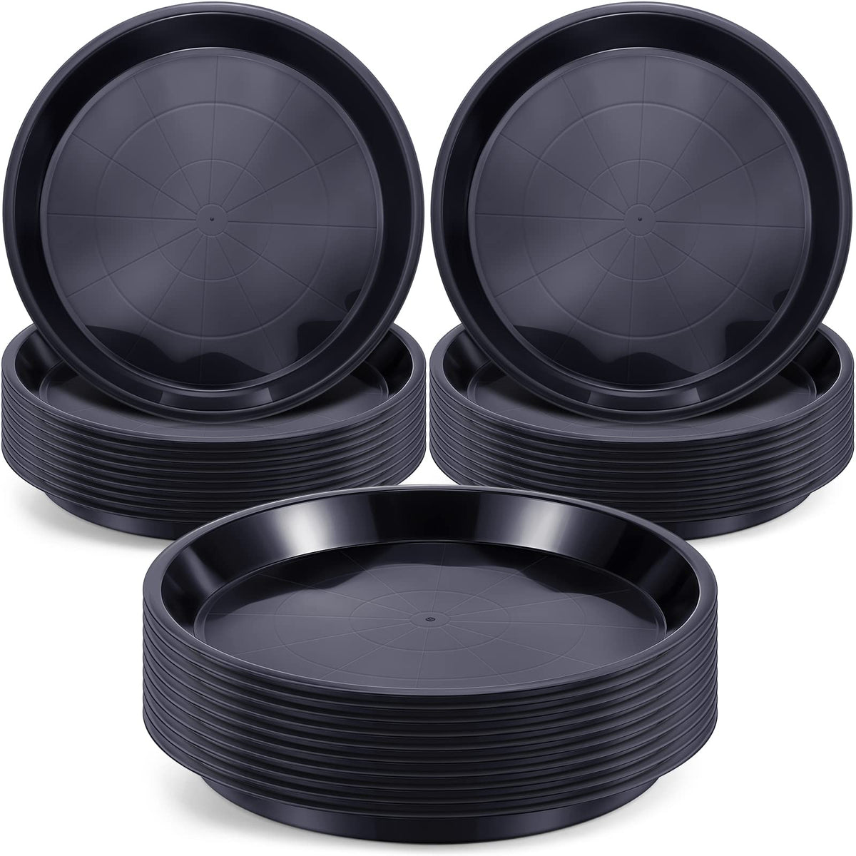 Sawysine plant saucer 12-inch round black catches excess water, protecting floors.