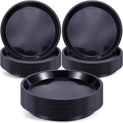 Sawysine plant saucer 12-inch round black catches excess water, protecting floors.