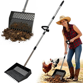 Saxhexx 12inch chicken poop scooper 2-in-1 design for efficient coop cleaning.