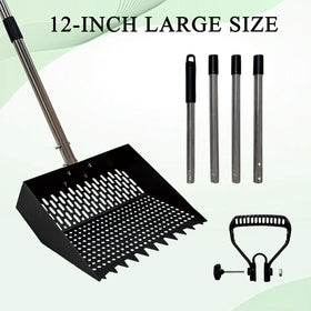 Saxhexx multi-use tool for manure, wood chips, soil, and beach cleanup.