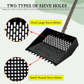 Saxhexx stainless-steel sieve with two hole shapes for versatile screening.