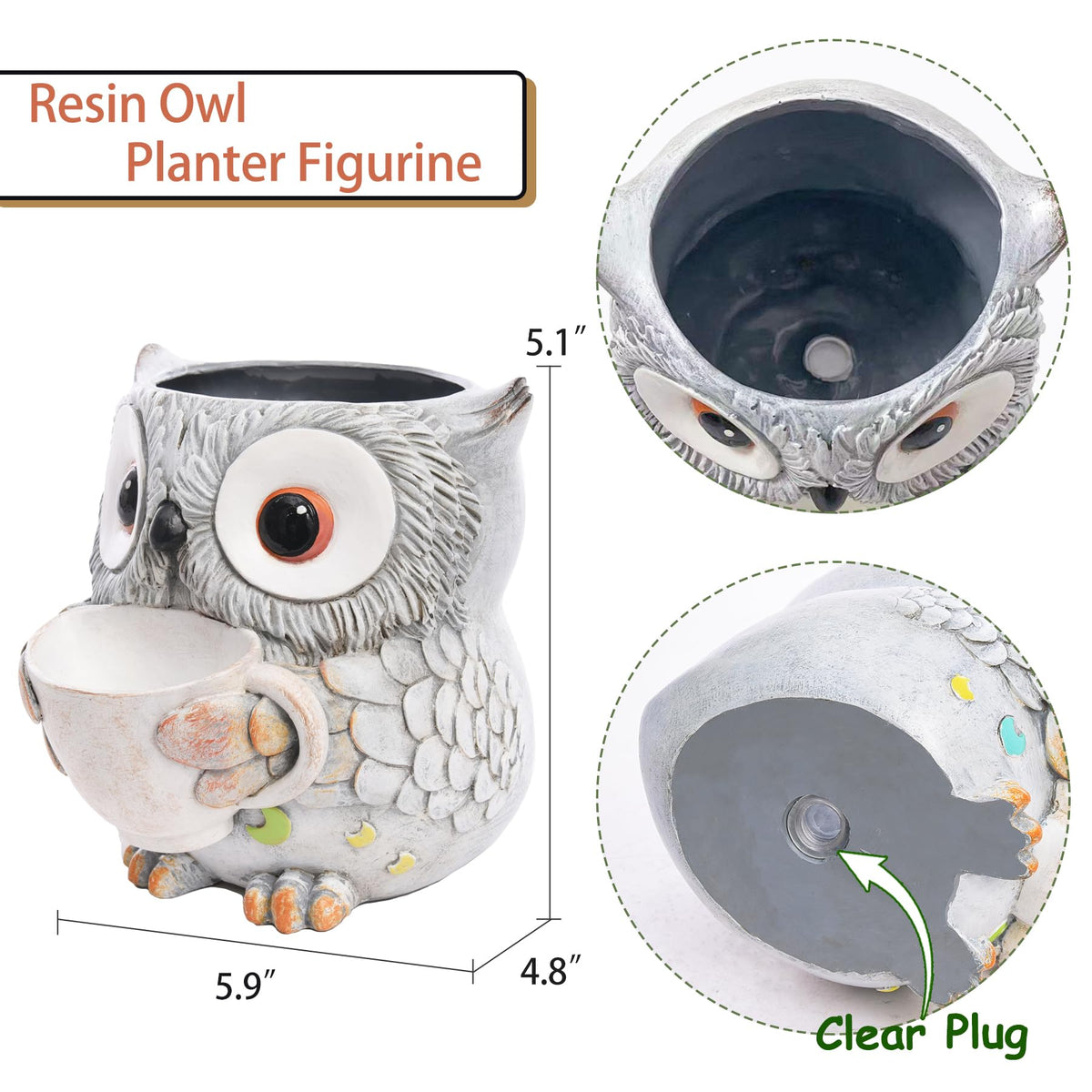 Saysmile Owl Pot resin finish offers durable planters for indoor or outdoor spaces