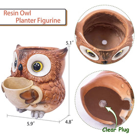 Saysmile resin owl planter is durable for year-round indoor or outdoor display.